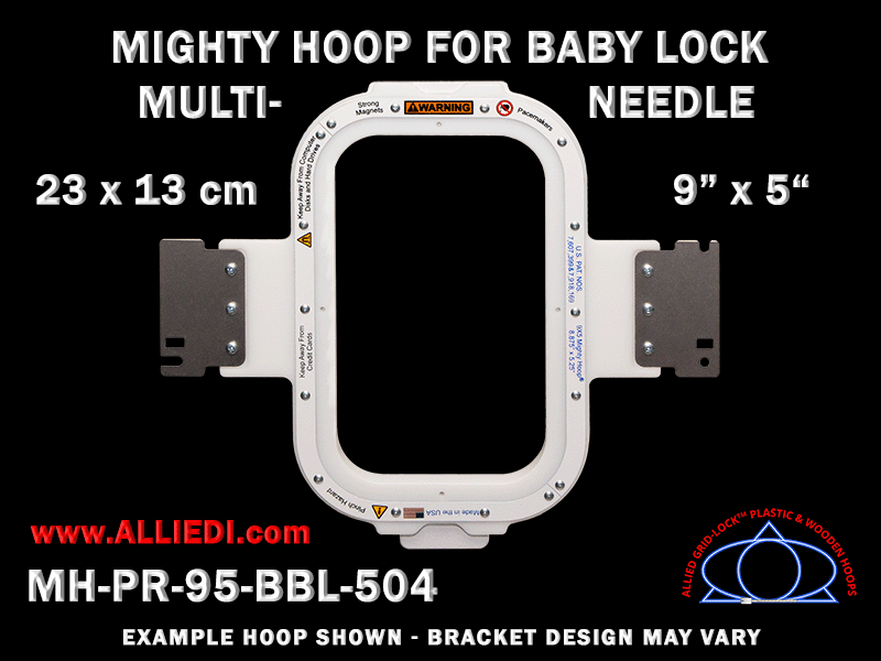 Baby Lock Multi-Needle 9 x 5 inch (23 x 13 cm) Vertical Rectangular Magnetic Mighty Hoop