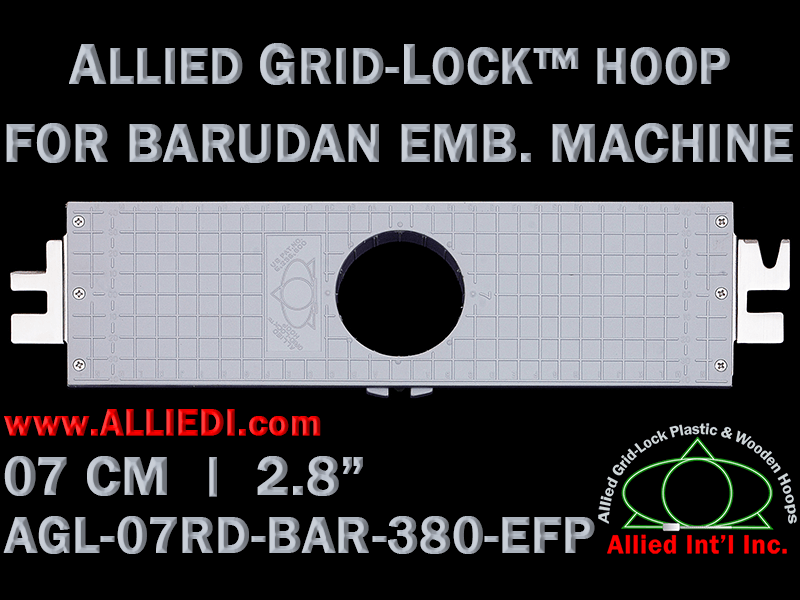 7 cm (2.8 inch) Round Allied Grid-Lock Plastic Embroidery Hoop - Barudan 380 EFP