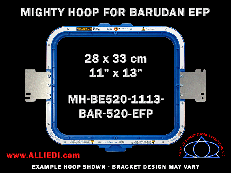 Barudan 11 x 13 inch (28 x 33 cm) Rectangular Magnetic Mighty Hoop for 520 mm Sew Field / Arm Spacing EFP Type