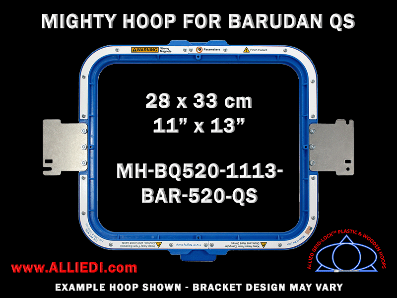 Barudan 11 x 13 inch (28 x 33 cm) Rectangular Magnetic Mighty Hoop for 520 mm Sew Field / Arm Spacing QS Type