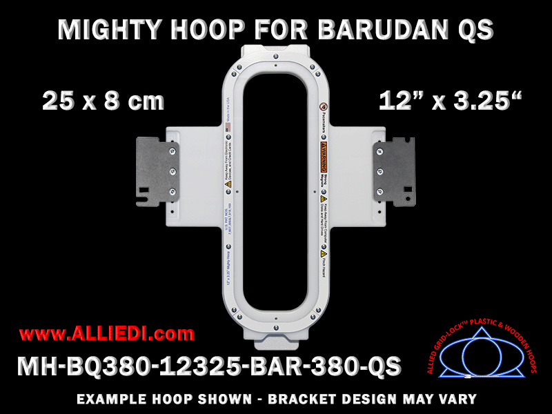 Barudan 12 x 3.25 inch (30 x 8 cm) Vertical Rectangular Magnetic Mighty Hoop for 380 mm Sew Field / Arm Spacing QS Type