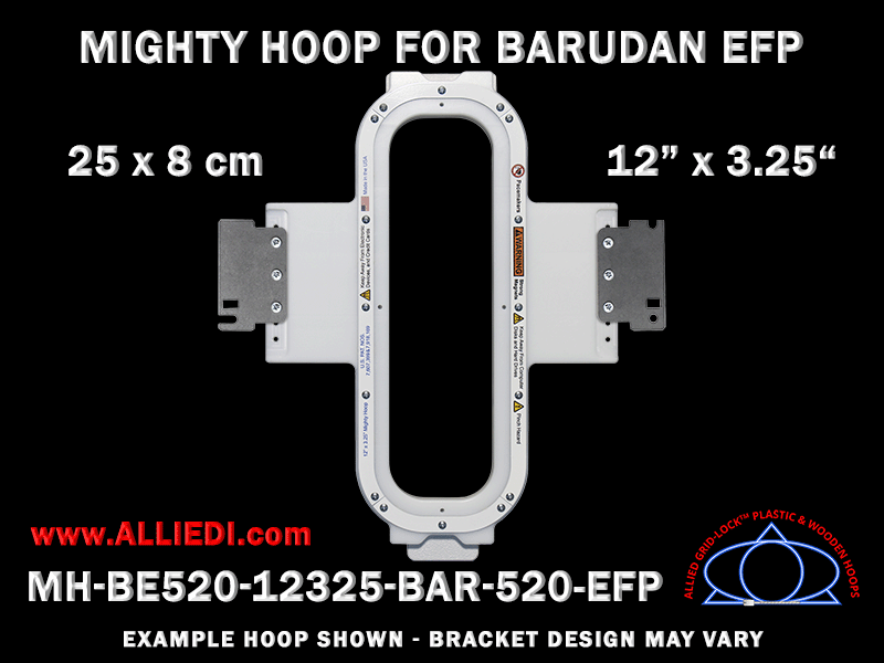 Barudan 12 x 3.25 inch (30 x 8 cm) Vertical Rectangular Magnetic Mighty Hoop for 520 mm Sew Field / Arm Spacing EFP Type