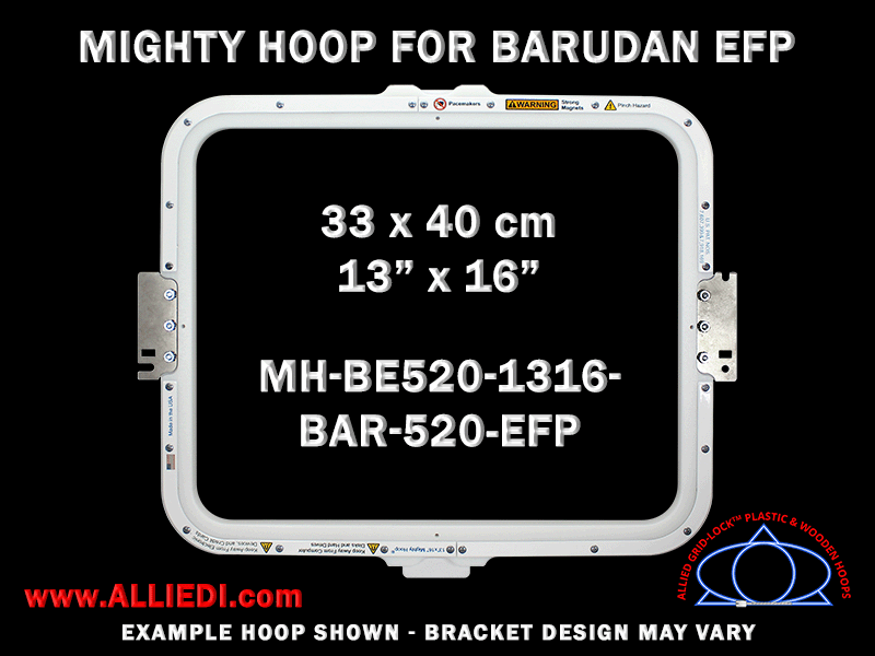 Barudan 13 x 16 inch (33 x 40 cm) Rectangular Magnetic Mighty Hoop for 520 mm Sew Field / Arm Spacing EFP Type