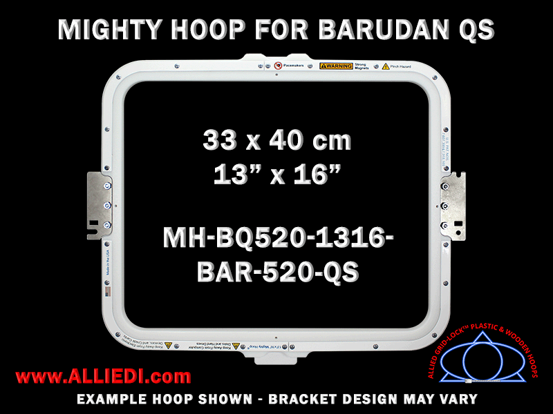 Barudan 13 x 16 inch (33 x 40 cm) Rectangular Magnetic Mighty Hoop for 520 mm Sew Field / Arm Spacing QS Type