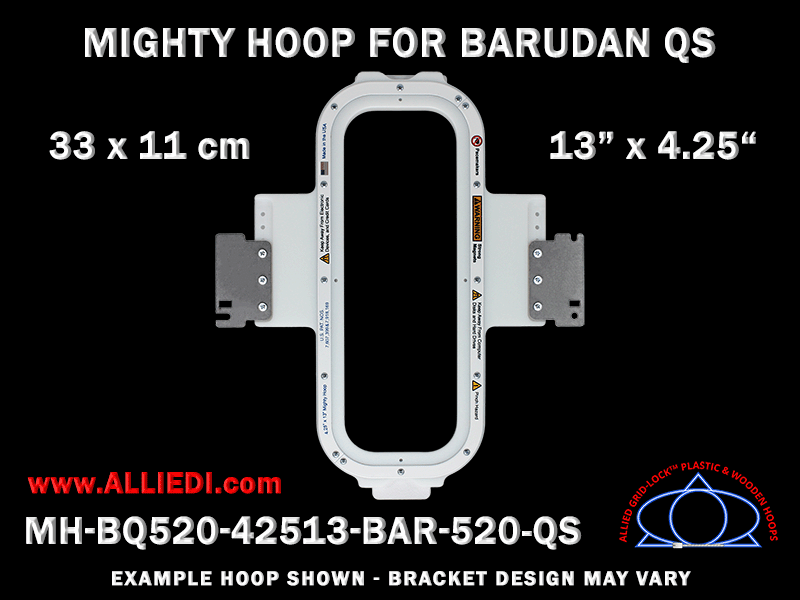 Barudan 13 x 4.25 inch (33 x 11 cm) Vertical Rectangular Magnetic Mighty Hoop for 380 mm Sew Field / Arm Spacing QS Type