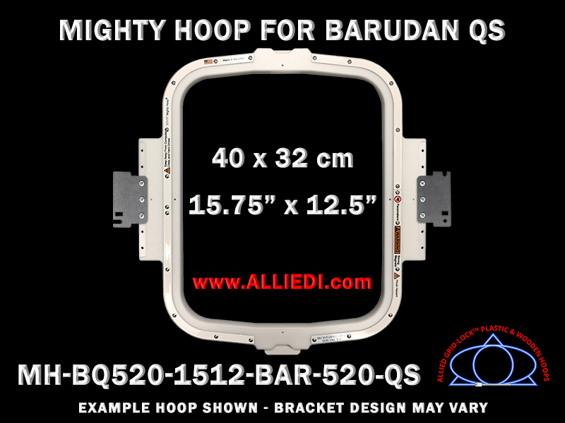 Barudan 15.75 x 12.5 inch (40 x 32 cm) Vertical Rectangular Magnetic Mighty Hoop for 520 mm Sew Field / Arm Spacing QS Type