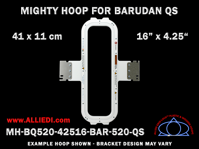 Barudan 16 x 4.25 inch (41 x 11 cm) Vertical Rectangular Magnetic Mighty Hoop for 520 mm Sew Field / Arm Spacing QS Type