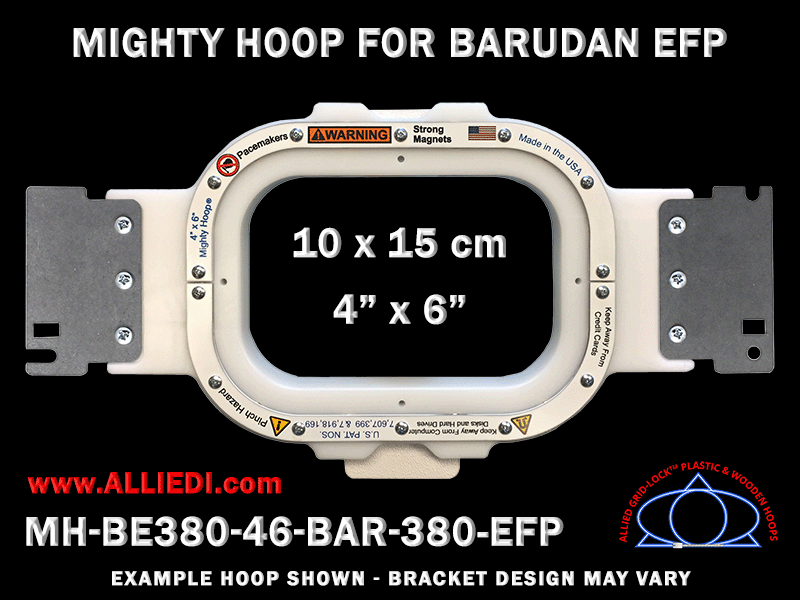 Barudan 4 x 6 inch (10 x 15 cm) Rectangular Magnetic Mighty Hoop for 380 mm Sew Field / Arm Spacing EFP Type