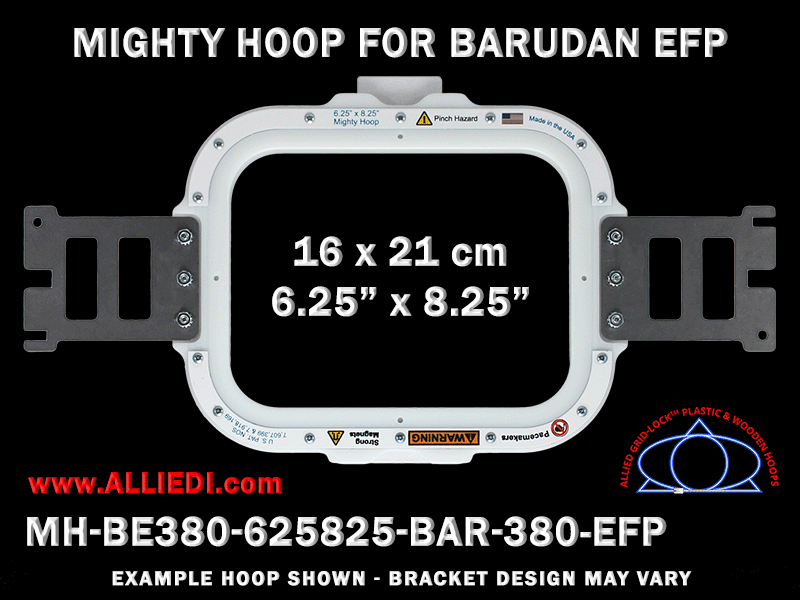 Barudan 6.25 x 8.25 inch (16 x 21 cm) Rectangular Magnetic Mighty Hoop for EFP 380 mm Sew Field / Arm Spacing