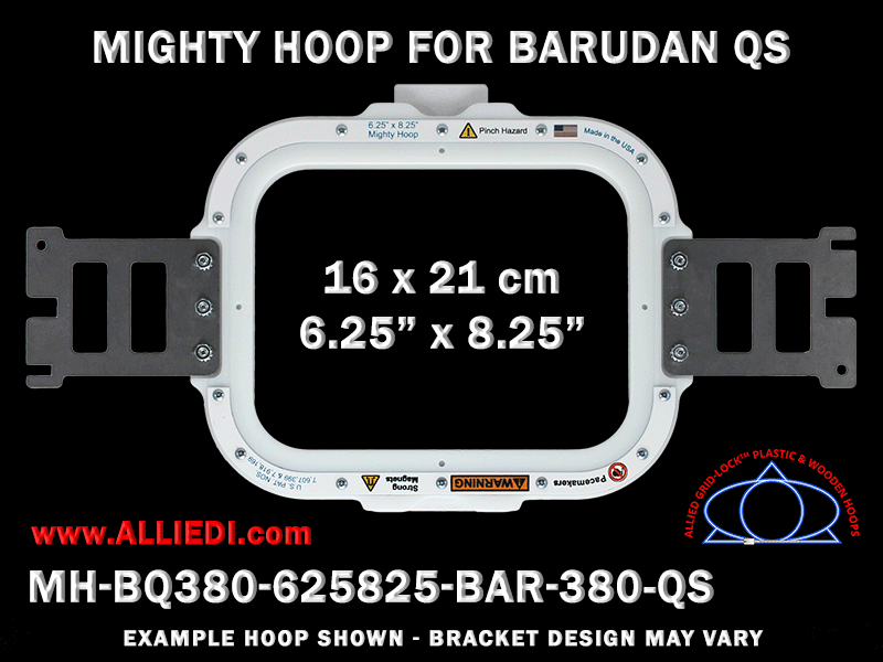Barudan 6.25 x 8.25 inch (16 x 21 cm) Rectangular Magnetic Mighty Hoop for QS 380 mm Sew Field / Arm Spacing