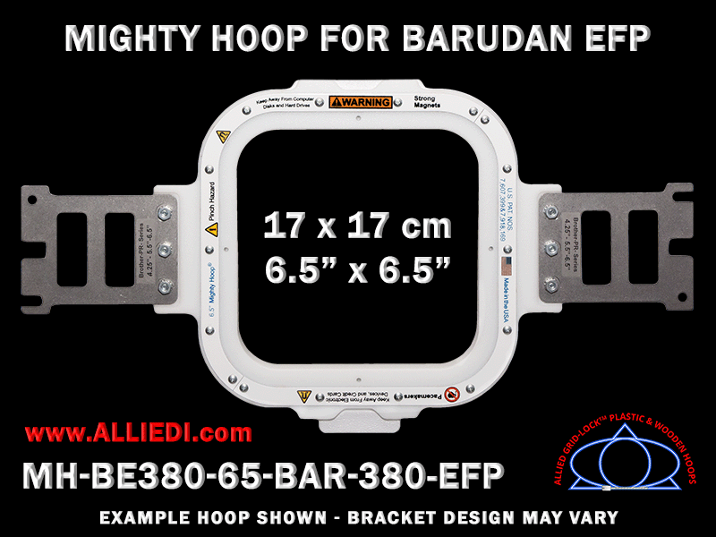 Barudan 6.5 x 6.5 inch (17 x 17 cm) Square Magnetic Mighty Hoop for 380 mm Sew Field / Arm Spacing EFP Type