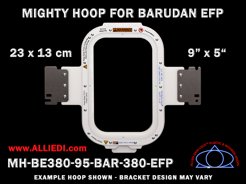 Barudan 9 x 5 inch (23 x 13 cm) Vertical Rectangular Magnetic Mighty Hoop for 380 mm Sew Field / Arm Spacing EFP Type
