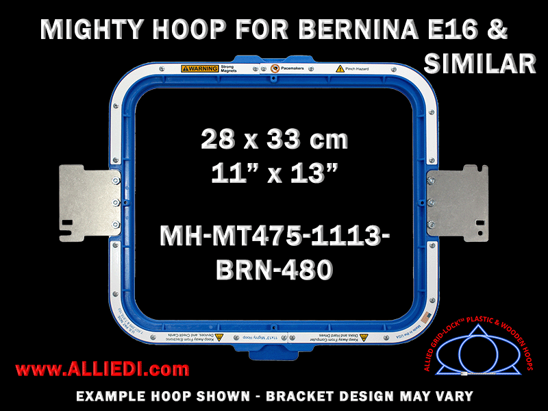 Bernina E16 11 x 13 inch (28 x 33 cm) Rectangular Magnetic Mighty Hoop for 480 mm Sew Field / Arm Spacing