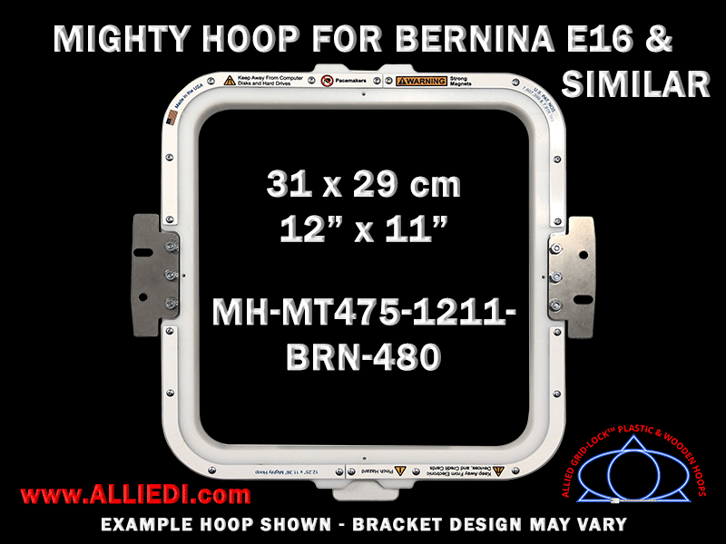 Bernina E16 12 x 11 inch (31 x 29 cm) Rectangular Magnetic Mighty Hoop for 480 mm Sew Field / Arm Spacing