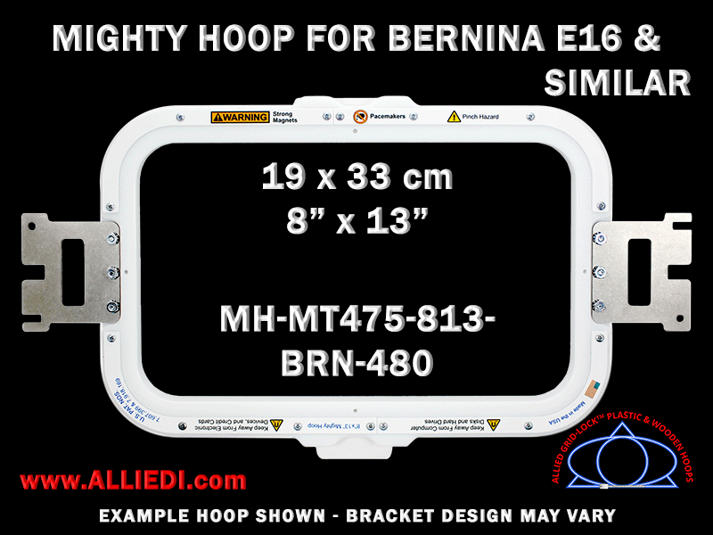 Bernina E16 8 x 13 inch (19 x 33 cm) Rectangular Magnetic Mighty Hoop for 480 mm Sew Field / Arm Spacing