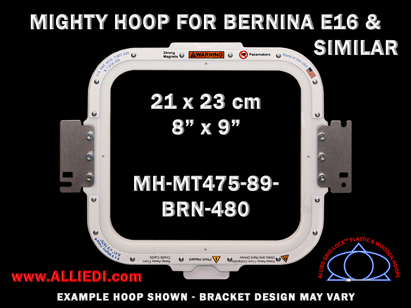 Bernina E16 8 x 9 inch (21 x 23 cm) Rectangular Magnetic Mighty Hoop for 480 mm Sew Field / Arm Spacing