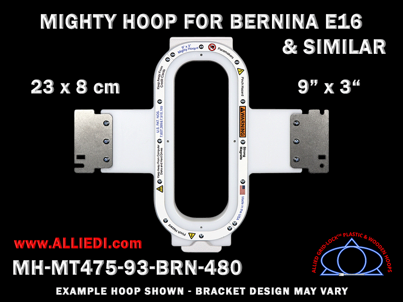 Bernina E16 9 x 3 inch (23 x 8 cm) Vertical Rectangular Magnetic Mighty Hoop for 480 mm Sew Field / Arm Spacing