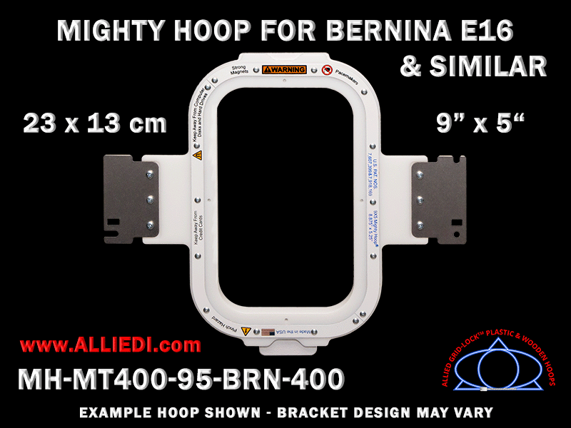 Bernina E16 9 x 5 inch (23 x 13 cm) Vertical Rectangular Magnetic Mighty Hoop for 400 mm Sew Field / Arm Spacing