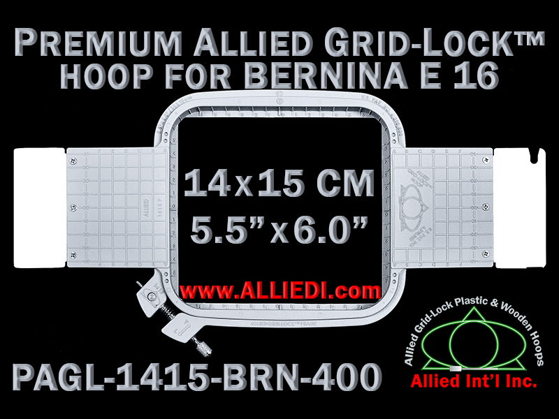 14 x 15 cm (5.5 x 6 inch) Rectangular Premium Allied Grid-Lock Plastic Embroidery Hoop - Bernina 400