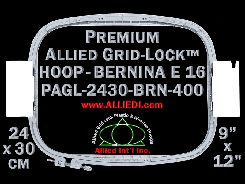 24 x 30 cm (9 x 12 inch) Rectangular Premium Allied Grid-Lock Plastic Embroidery Hoop - Bernina 400