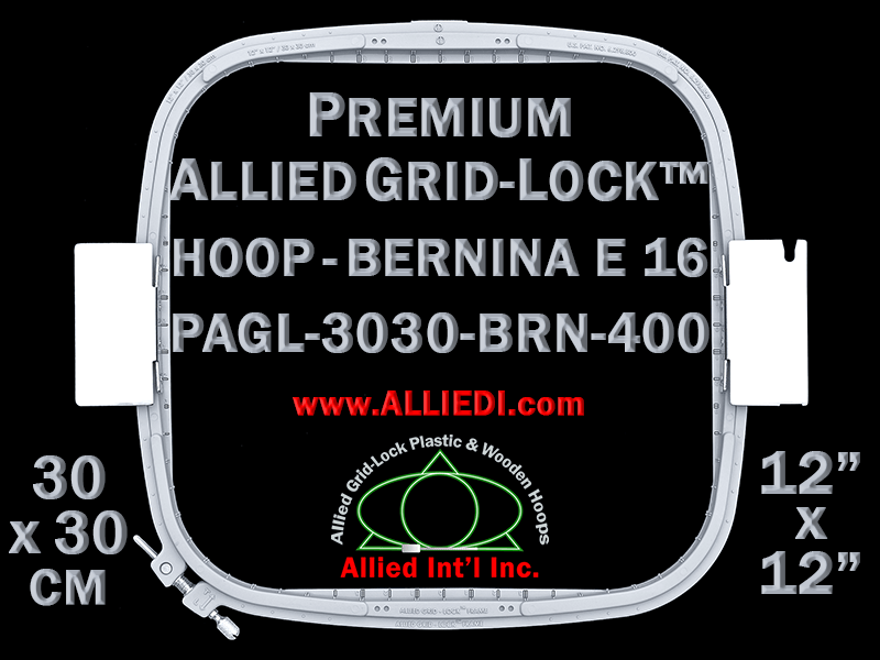 30 x 30 cm (12 x 12 inch) Square Premium Allied Grid-Lock Plastic Embroidery Hoop - Bernina 400