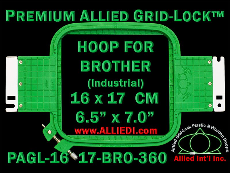 16 x 17 cm (6.5 x 7 inch) Rectangular Premium Allied Grid-Lock Plastic Embroidery Hoop - Brother 360
