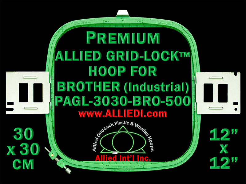 30 x 30 cm (12 x 12 inch) Square Premium Allied Grid-Lock Plastic Embroidery Hoop - Brother 500