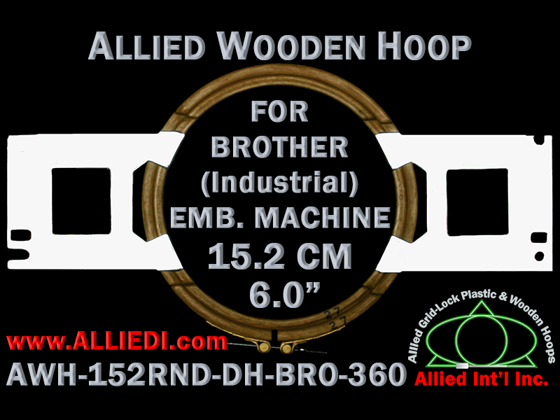 15.2 cm (6.0 inch) Round Allied Wooden Embroidery Hoop, Double Height - Brother 360