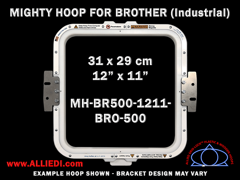 Brother 12 x 11 inch (31 x 29 cm) Rectangular Magnetic Mighty Hoop for 500 mm Sew Field / Arm Spacing