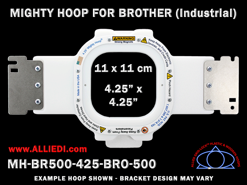 Brother 4.25 x 4.25 inch (11 x 11 cm) Square Magnetic Mighty Hoop for 500 mm Sew Field / Arm Spacing