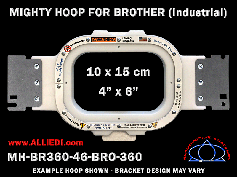 Brother 4 x 6 inch (10 x 15 cm) Rectangular Magnetic Mighty Hoop for 360 mm Sew Field / Arm Spacing