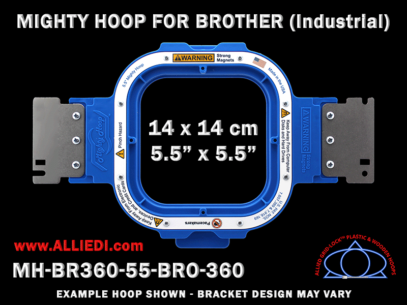 Brother 5.5 x 5.5 inch (14 x 14 cm) Square Magnetic Mighty Hoop for 360 mm Sew Field / Arm Spacing