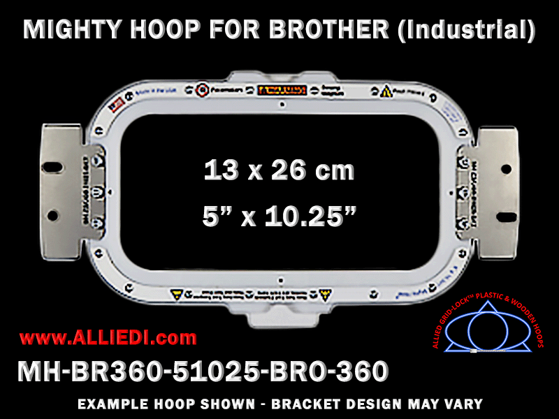 Brother 5 x 10.25 inch (13 x 26 cm) Horizontal Rectangular Magnetic Mighty Hoop for 360 mm Sew Field / Arm Spacing