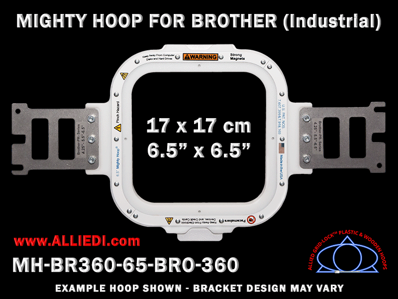 Brother 6.5 x 6.5 inch (17 x 17 cm) Square Magnetic Mighty Hoop for 360 mm Sew Field / Arm Spacing