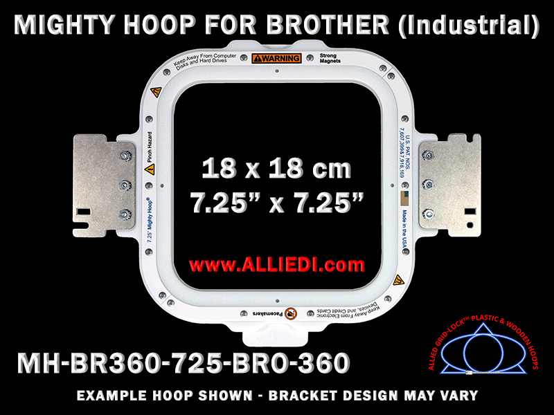 Brother 7.25 x 7.25 inch (18 x 18 cm) Square Magnetic Mighty Hoop for 360 mm Sew Field / Arm Spacing