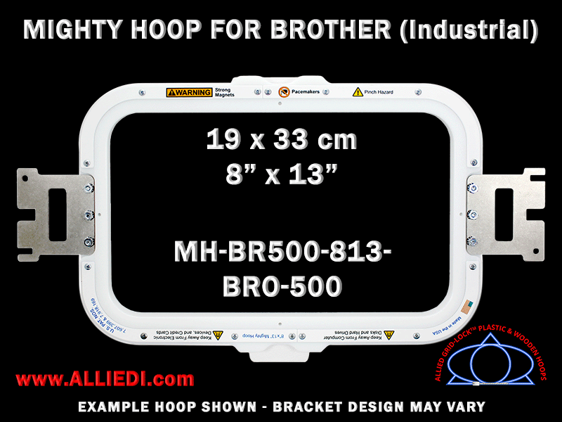 Brother 8 x 13 inch (19 x 33 cm) Rectangular Magnetic Mighty Hoop for 500 mm Sew Field / Arm Spacing