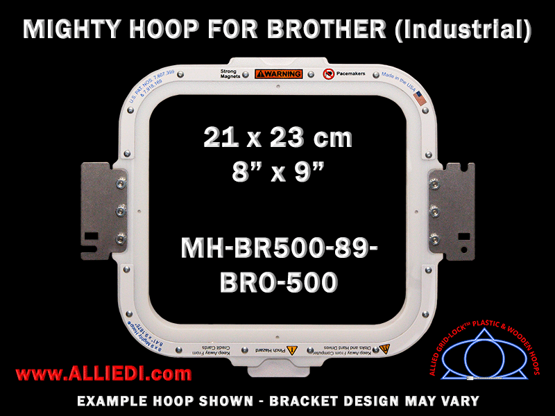 Brother 8 x 9 inch (21 x 23 cm) Rectangular Magnetic Mighty Hoop for 500 mm Sew Field / Arm Spacing