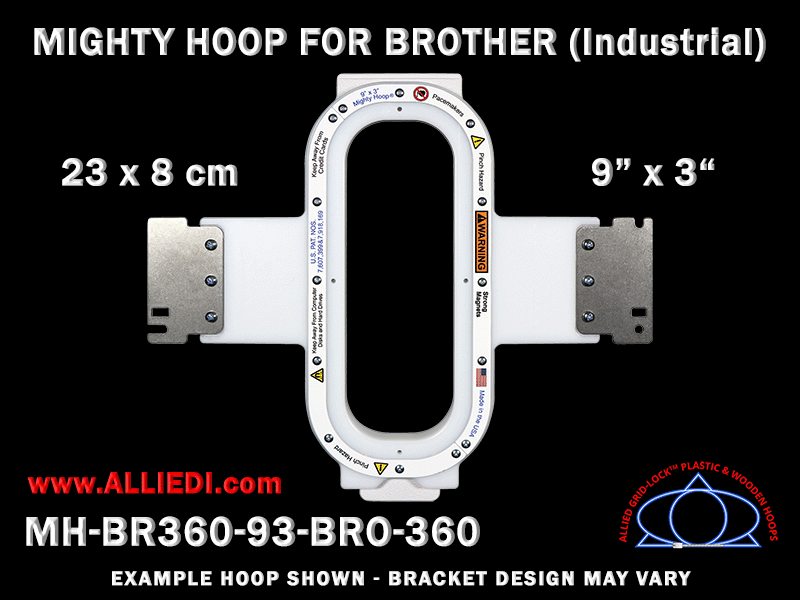 Brother 9 x 3 inch (23 x 8 cm) Vertical Rectangular Magnetic Mighty Hoop for 360 mm Sew Field / Arm Spacing