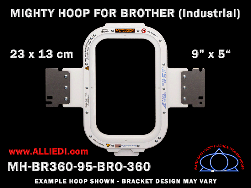 Brother 9 x 5 inch (23 x 13 cm) Vertical Rectangular Magnetic Mighty Hoop for 360 mm Sew Field / Arm Spacing