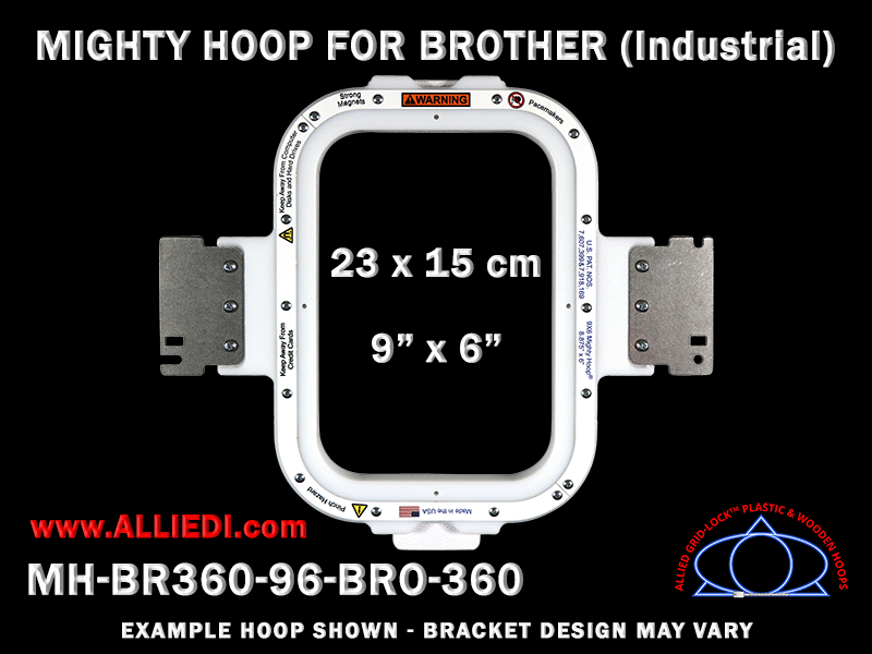 Brother 9 x 6 inch (23 x 15 cm) Vertical Rectangular Magnetic Mighty Hoop for 360 mm Sew Field / Arm Spacing