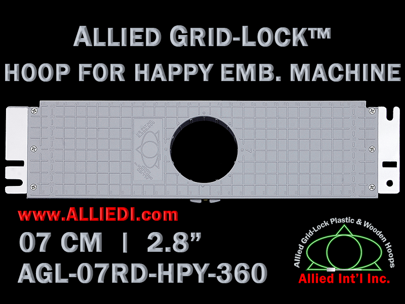 7 cm (2.8 inch) Round Allied Grid-Lock Plastic Embroidery Hoop - Happy 360