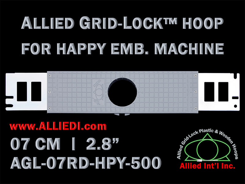 7 cm (2.8 inch) Round Allied Grid-Lock Plastic Embroidery Hoop - Happy 500