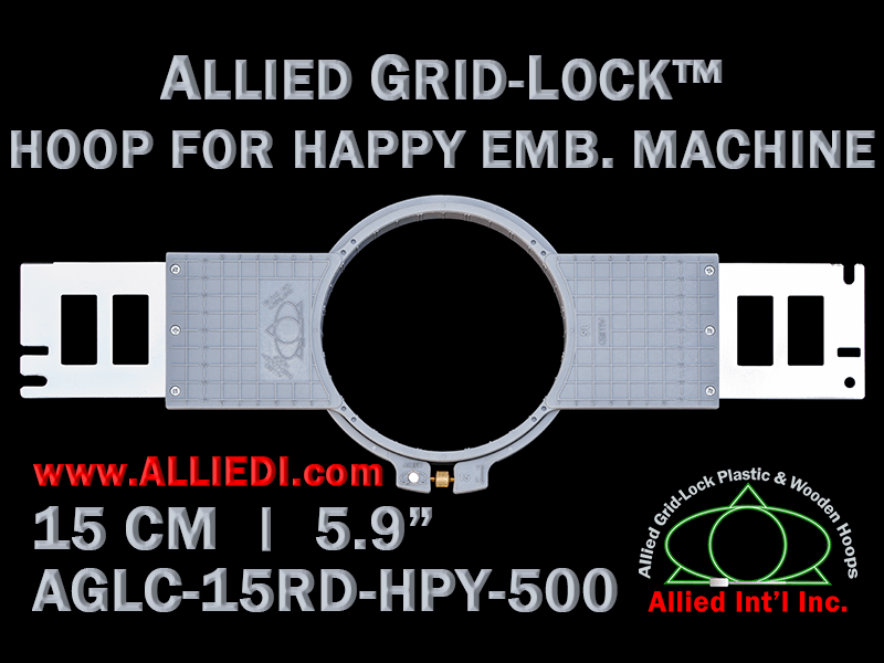 15 cm (5.9 inch) Round Allied Grid-Lock (New Design) Plastic Embroidery Hoop - Happy 500
