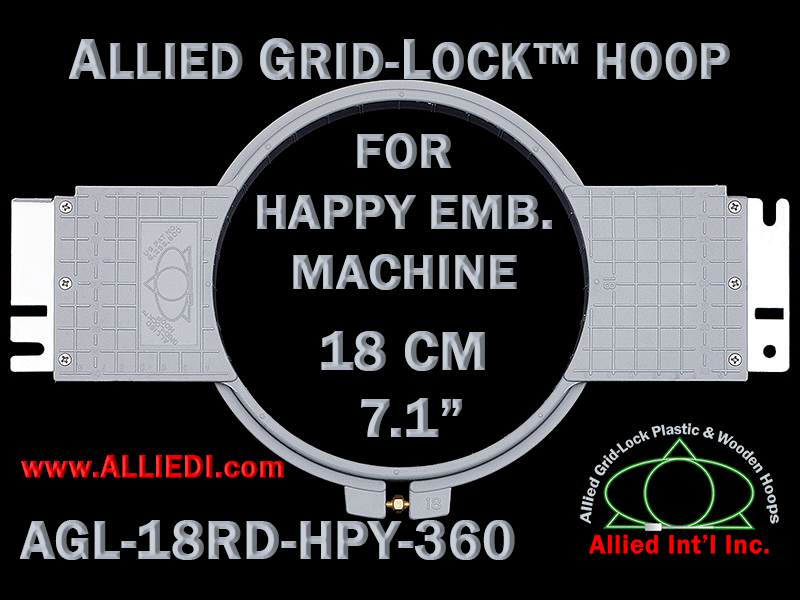 18 cm (7.1 inch) Round Allied Grid-Lock Plastic Embroidery Hoop - Happy 360