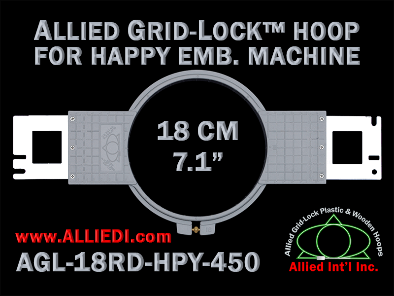 18 cm (7.1 inch) Round Allied Grid-Lock Plastic Embroidery Hoop - Happy 450
