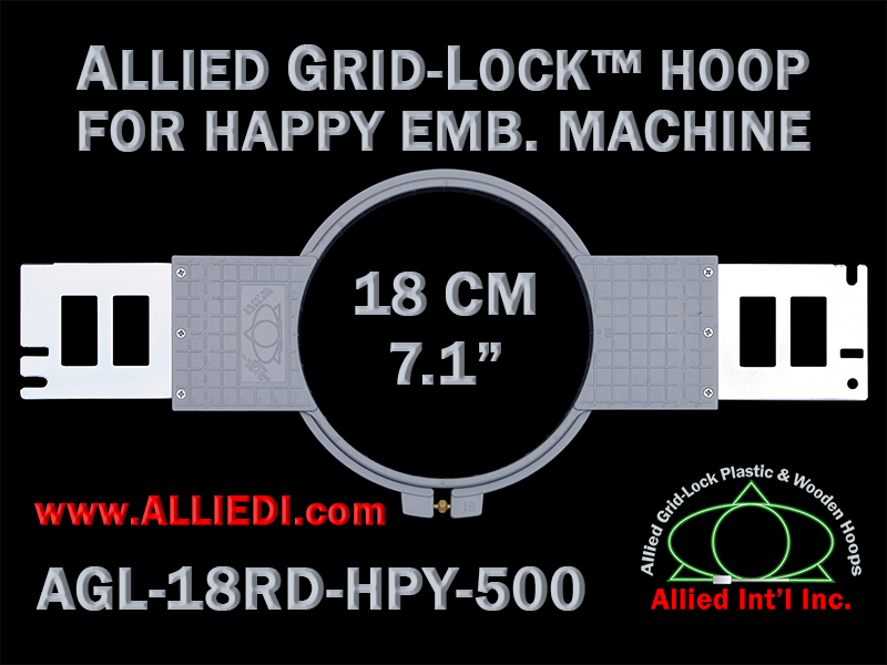 18 cm (7.1 inch) Round Allied Grid-Lock Plastic Embroidery Hoop - Happy 500
