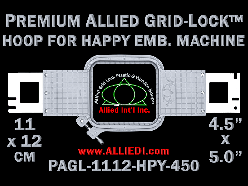 11 x 12 cm (4.5 x 5 inch) Rectangular Premium Allied Grid-Lock Plastic Embroidery Hoop - Happy 450