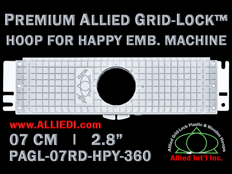 7 cm (2.8 inch) Round Premium Allied Grid-Lock Plastic Embroidery Hoop - Happy 360