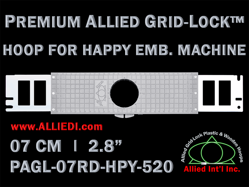 7 cm (2.8 inch) Round Premium Allied Grid-Lock Plastic Embroidery Hoop - Happy 520