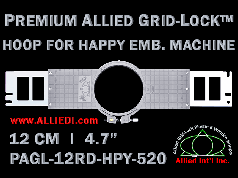 12 cm (4.7 inch) Round Premium Allied Grid-Lock Plastic Embroidery Hoop - Happy 520